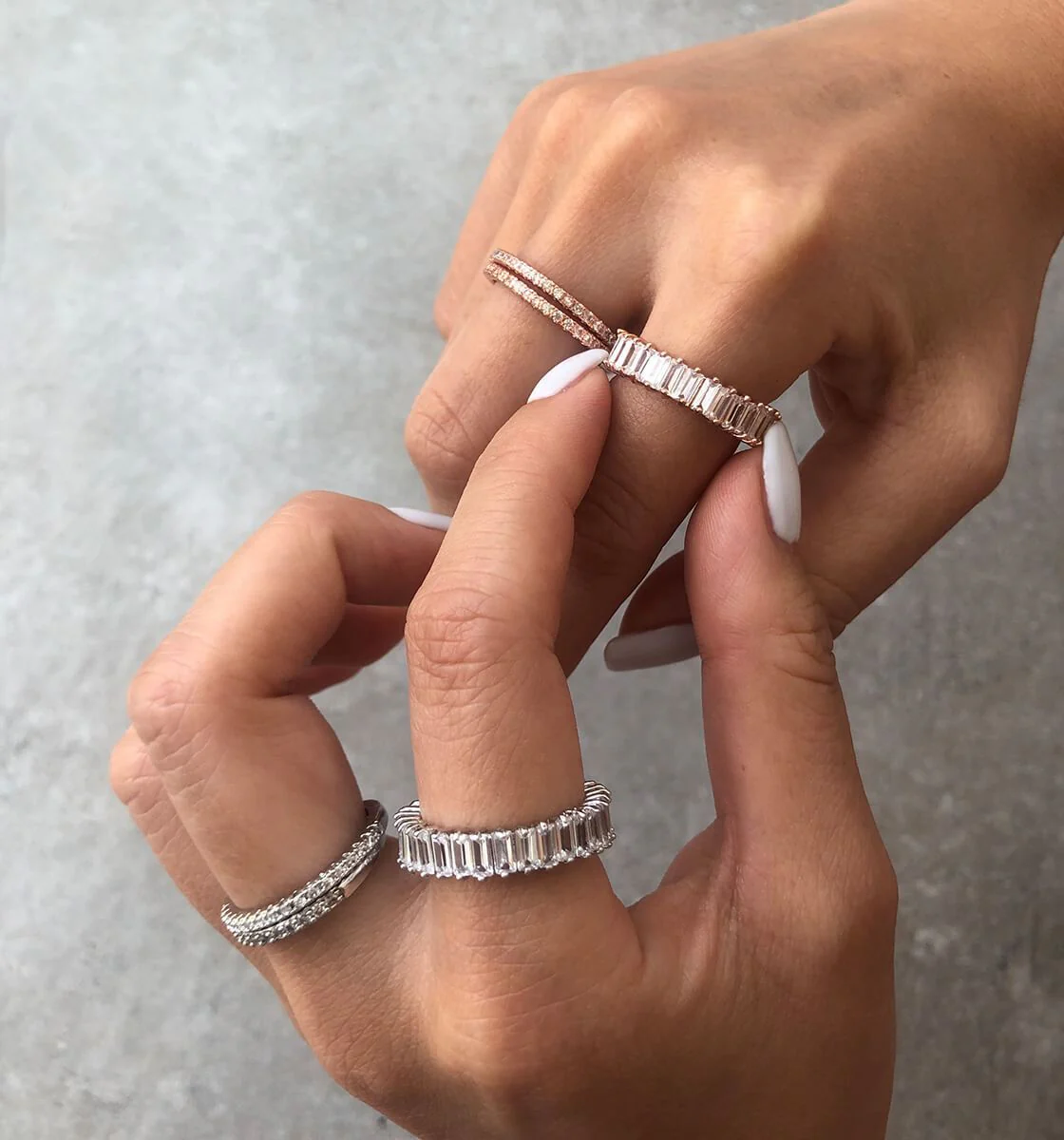 Adaya Stacking Ring - White Stone - Image 7