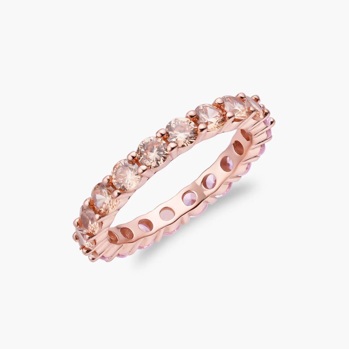Champagne Pink Petite Brilliant Round Band - Image 2
