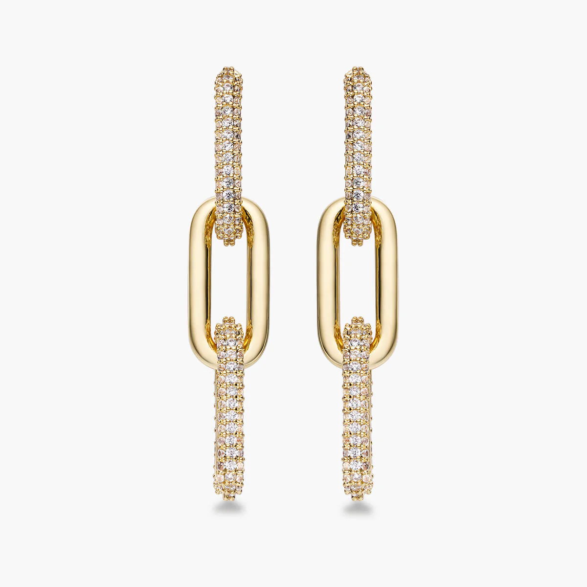Half Pave Chain Earrings