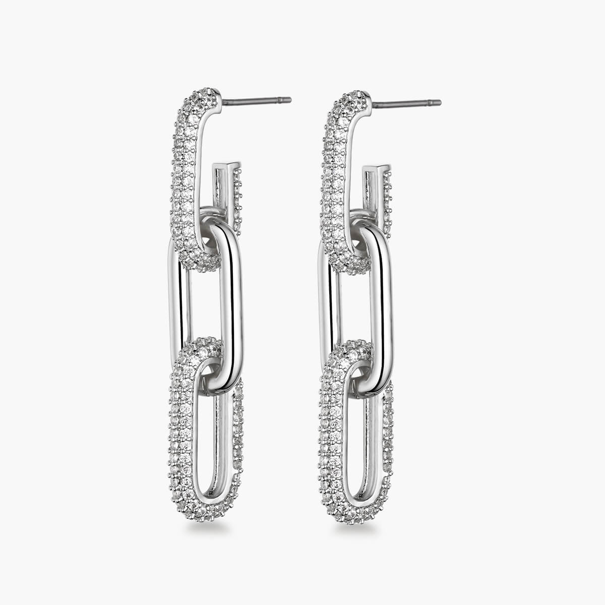 Half Pave Chain Earrings - Image 4