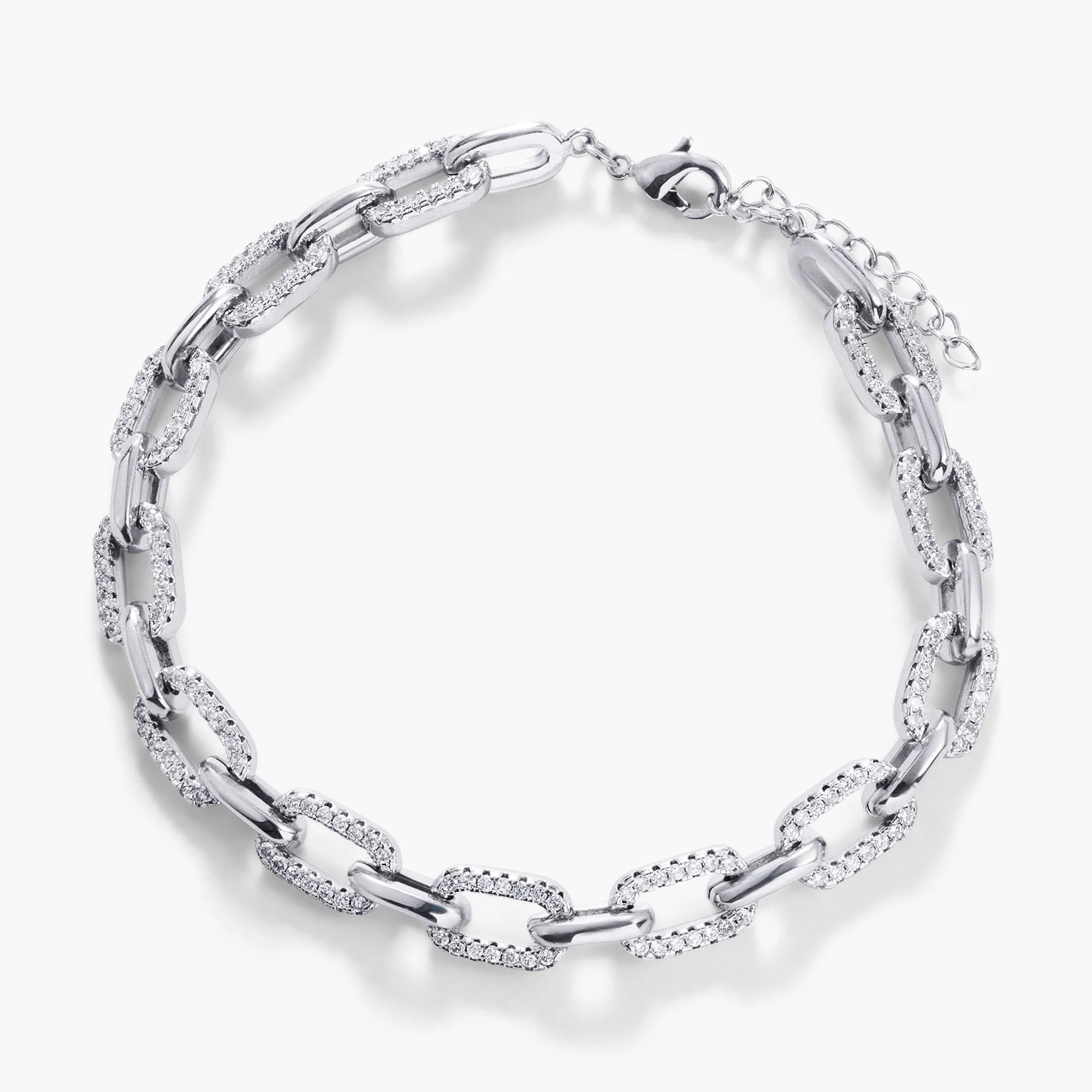 Half Pavé Chain Link Bracelet - Image 2