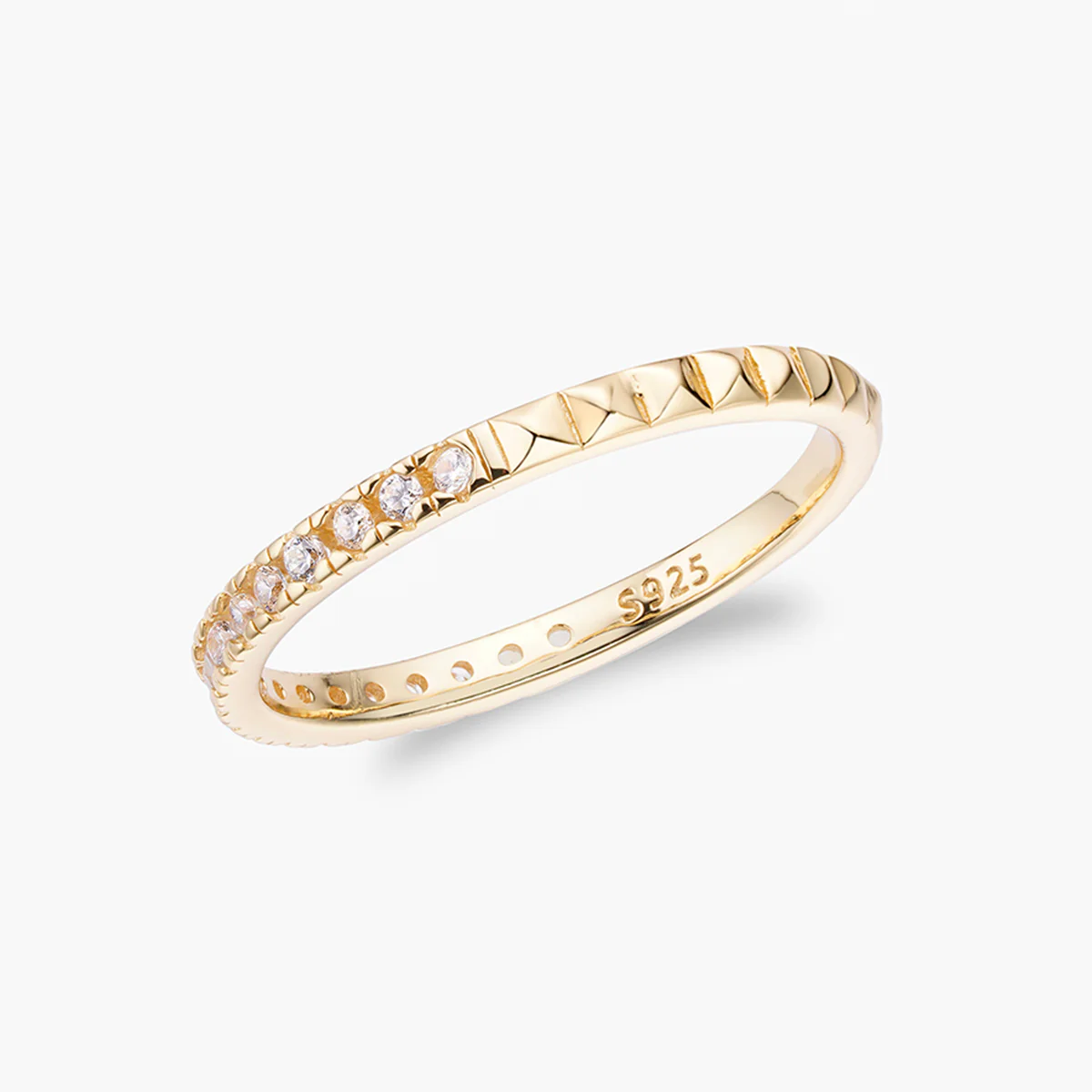 Half Pyramid Half Pave Stacking Ring - Image 2