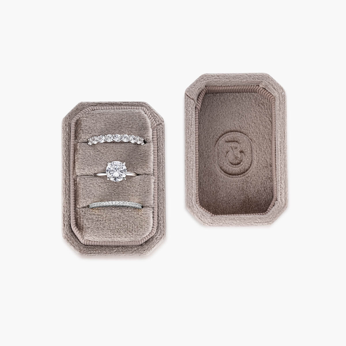 Velvet Trio Slot Ring Box - Image 2